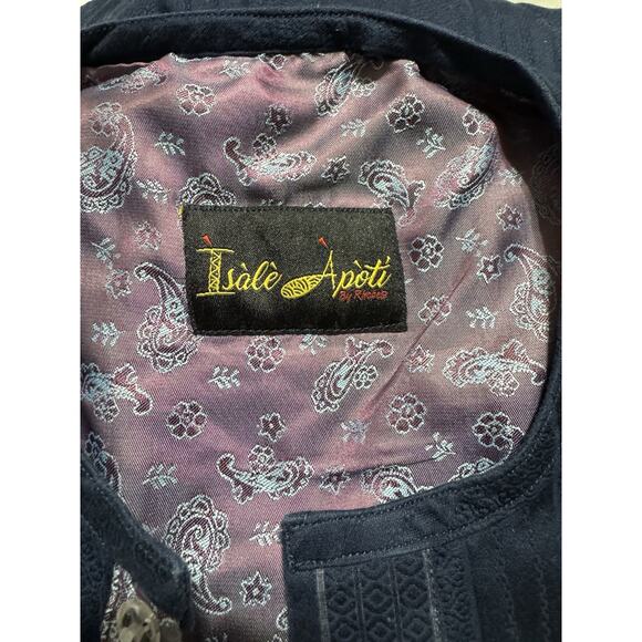 Isale Apoti by Rhobes Men’s Navy Kaftan Long Sleeve Shirt African Luxury Wear - Picture 5 of 7